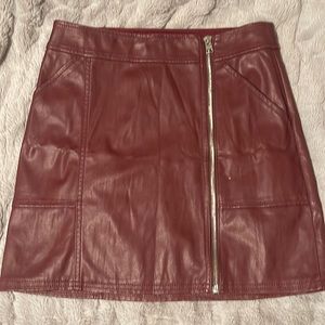 Express Burgundy Faux Leather Mini Skirt